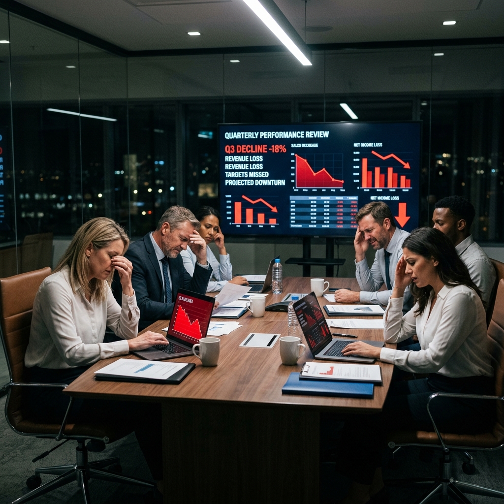 Team looking stressed by bad metrics